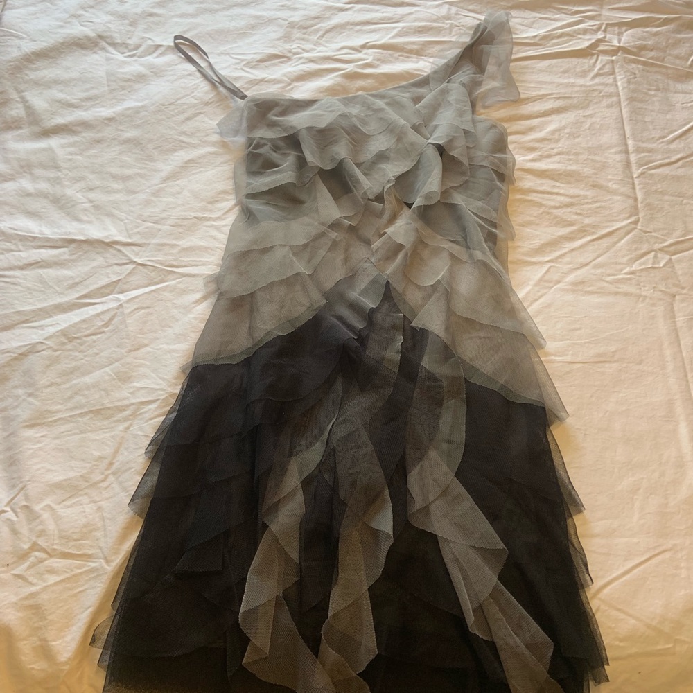 BCBG one shoulder black and grey dress size 0